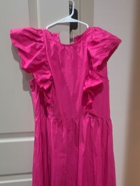 Women's Bright Pink Ruffle Sleeve Dress